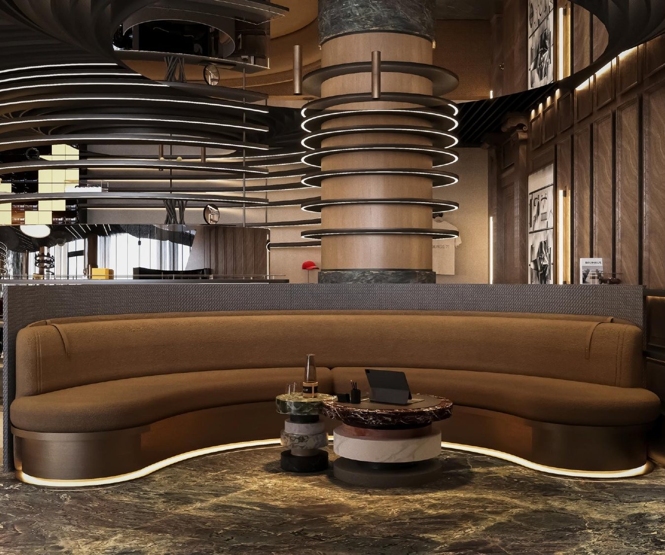Lounge Two · Stone — Marble, leather, low light. Where terms get agreed.